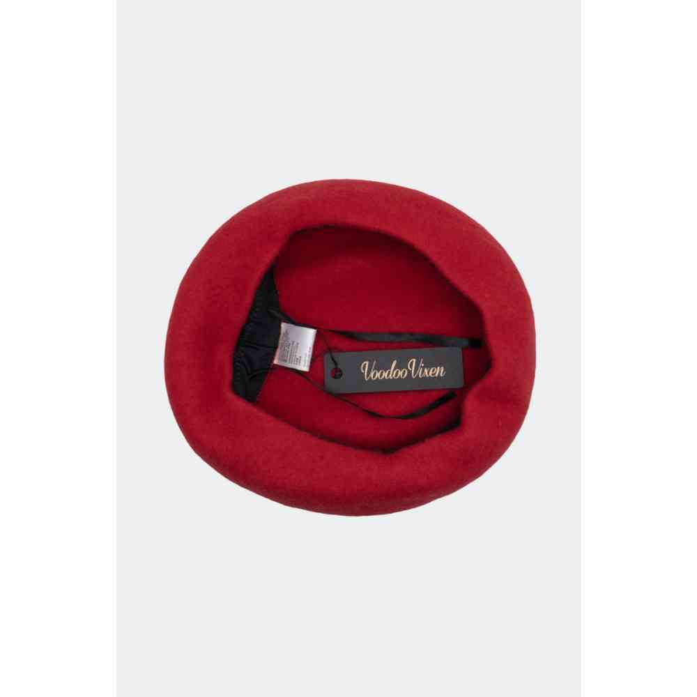 Voodoo Vixen - Retro Wool Hat Béret - Rouge